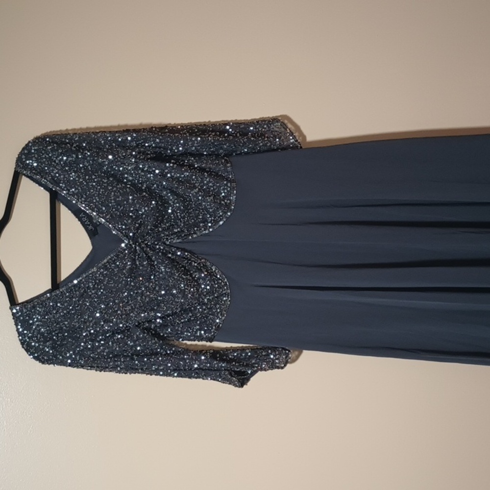 J Kara Navy Sequin Maxi Dress